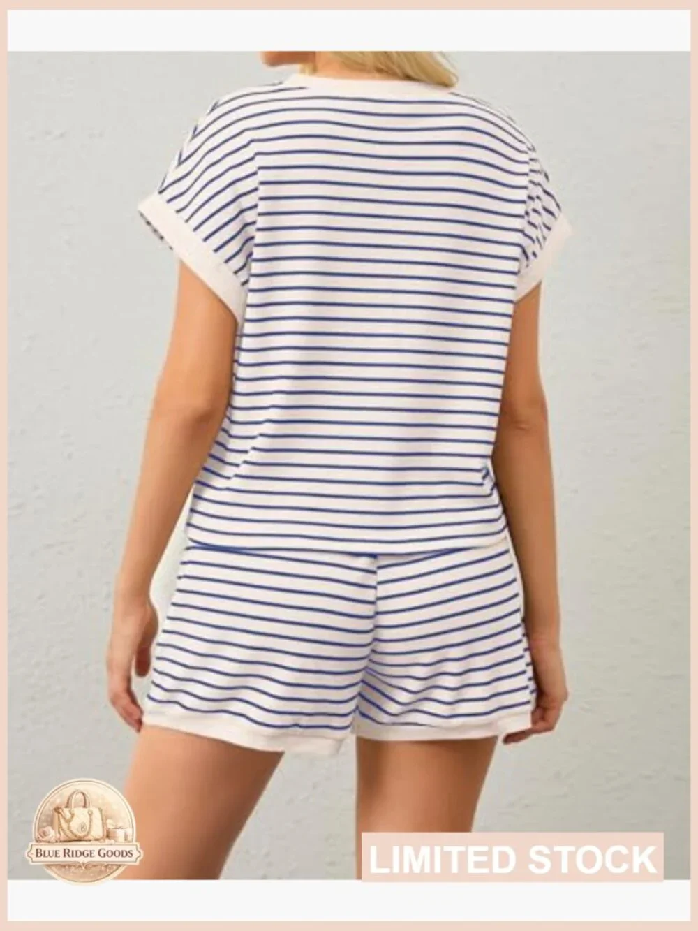 2 Piece Lounge Set with Shorts and Tee - Casual Knit Matching Sets